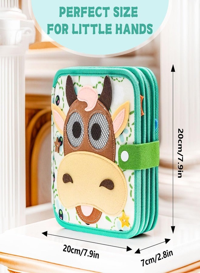 NUOLUTH Busy Book for Toddlers 1-3,Felt Board for Toddlers 1 2 3 Quiet Book Airplane Travel Toys, Sensory Early Learning Educational Toy, Road Trip Activity Books, Birthday Gifts (Pure Little Calf) - Image 4